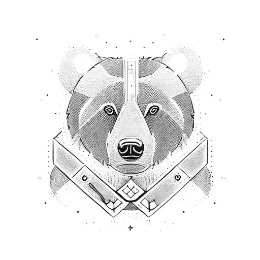 A simple outline of a bear with a small medical caduceus symbol on its forehead tattoo design idea