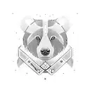 A simple outline of a bear with a small medical caduceus symbol on its forehead tattoo design idea