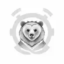 A simple outline of a bear with a small medical caduceus symbol on its forehead tattoo design idea