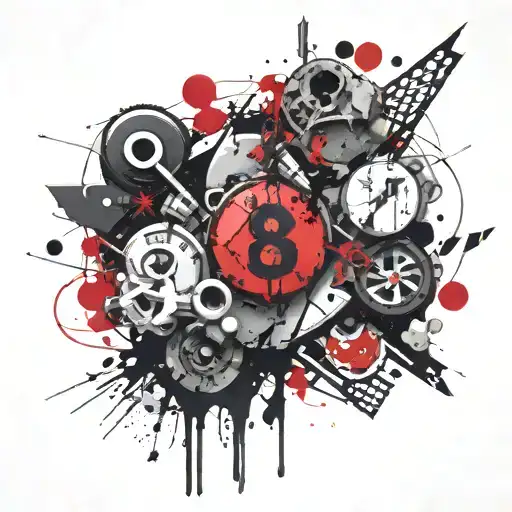 number 888 embeded in stone surrounded tattoo design idea