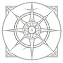 compass rose with sun rays, in the middle of the compas is a stencil Celtic symbol of infinity with a heart overlapping tattoo design idea