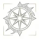 compass rose with sun rays, in the middle of the compas is a stencil Celtic symbol of infinity with a heart overlapping tattoo design idea
