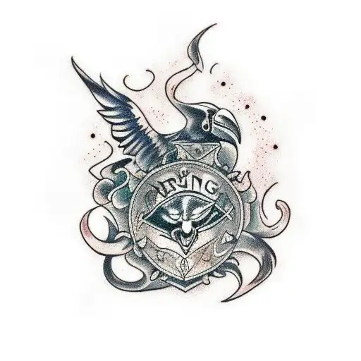 Raven and joker viking style tattoo design idea