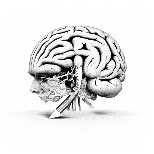 merge human brain and human heart tattoo design idea