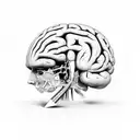 merge human brain and human heart tattoo design idea