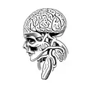 split  human brain and human heart tattoo design idea