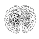 split  human brain and human heart tattoo design idea