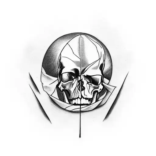 center skull left arm being healed right arm being bandaged tattoo design idea