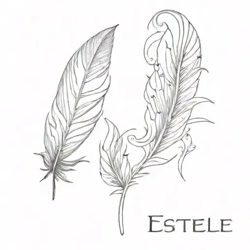 first name Estelle dove feather tattoo design idea