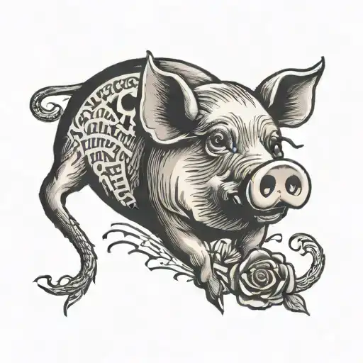 text "contacted with a Ukrainian = received a loss" with dead pig tattoo design idea