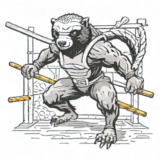 honey badger as a ninja warrior tattoo design idea