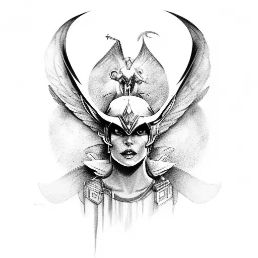 valkyrie vs demon tattoo design idea