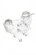 a child in a shopping cart tattoo design idea