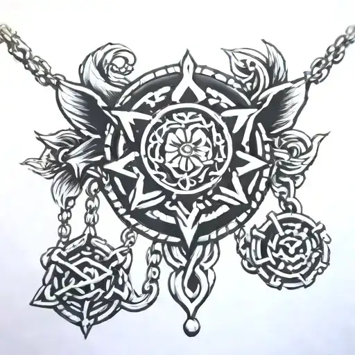 chain necklace tattoo design idea