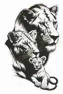 lioness with lion cub tattoo design idea