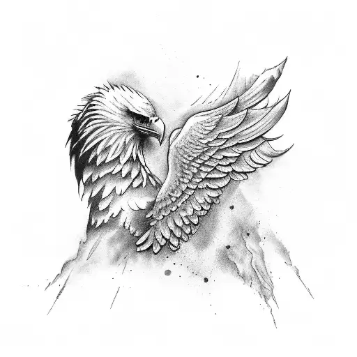 eagle wings with writing on arm tattoo design idea