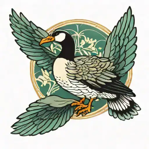 art Deco wild goose tattoo design idea