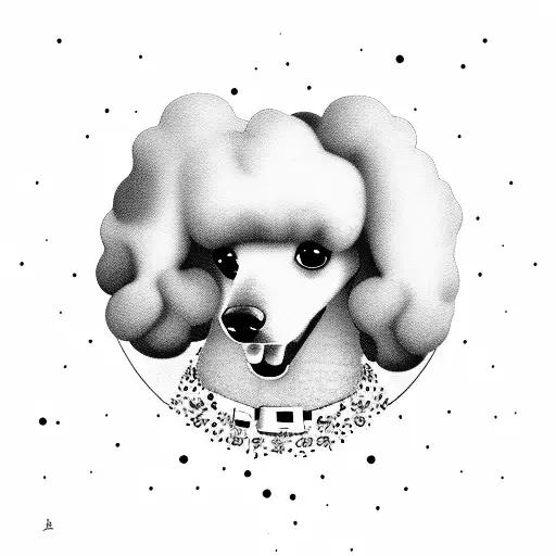 A poodle and pomeranian duo playing musical instruments tattoo design idea