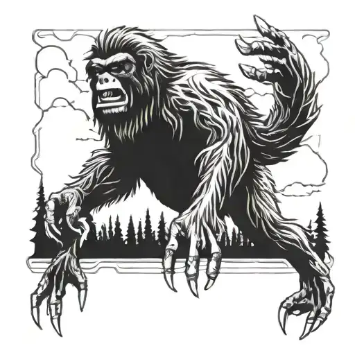 sassy Sasquatch, Mike Nolan, Big lez, Clarence Weezer pose  tattoo design idea