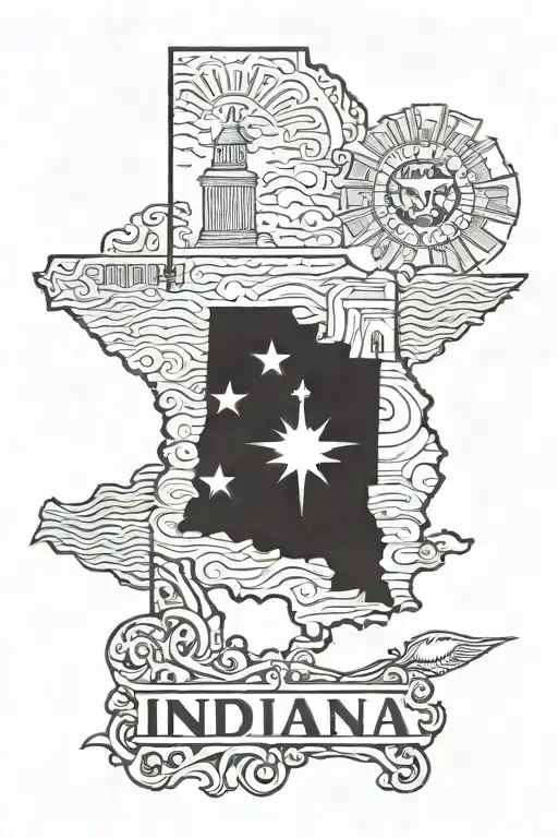 state of Indiana with Florida state spear  tattoo design idea