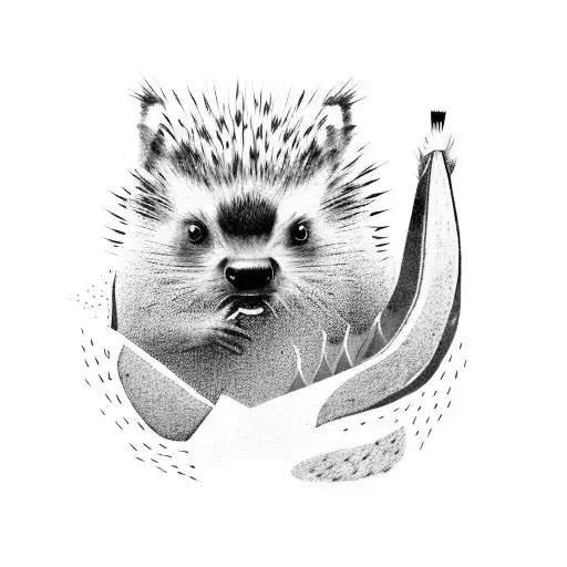 Landscape with those animals: roek, porcupine, ani, schrijverken, markhoor, steltral, surikato, arasari, merlo and mount tattoo design idea