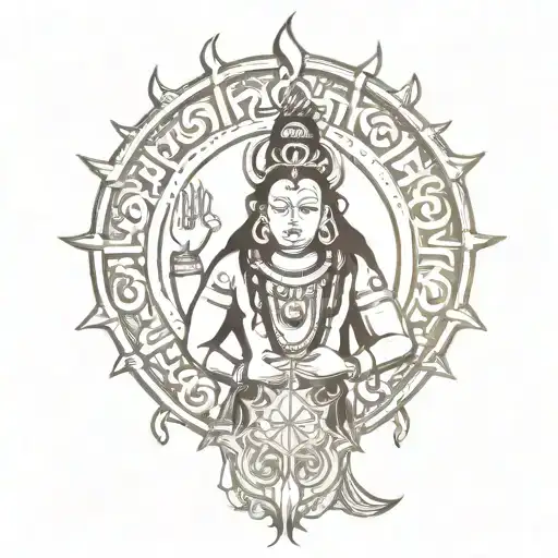 lord Shiva and sun god symbol in alchemy tattoo design idea