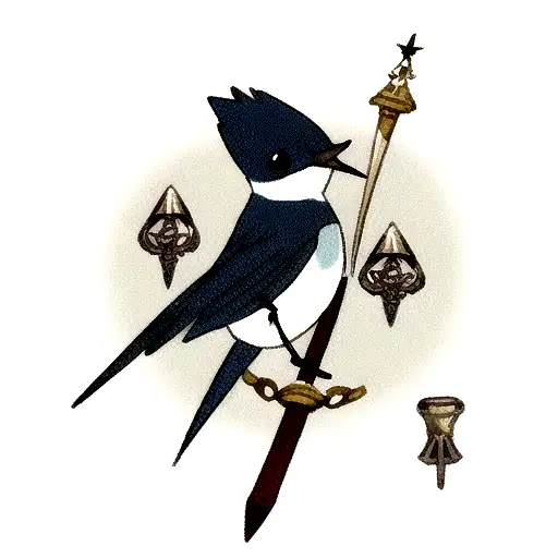 Swallow Bird with dagger tattoo design idea