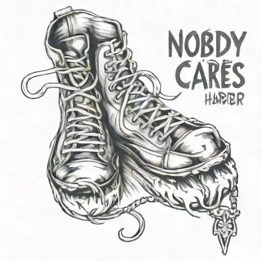 Nobody cares, work harder my shoes tattoo design idea