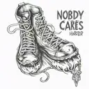 Nobody cares, work harder my shoes tattoo design idea