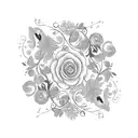 A guitar with floral vines wrapped around it tattoo design idea