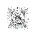 A guitar with floral vines wrapped around it tattoo design idea