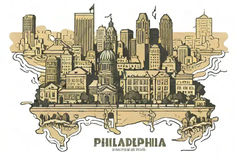 philadelphia skyline tattoo design idea