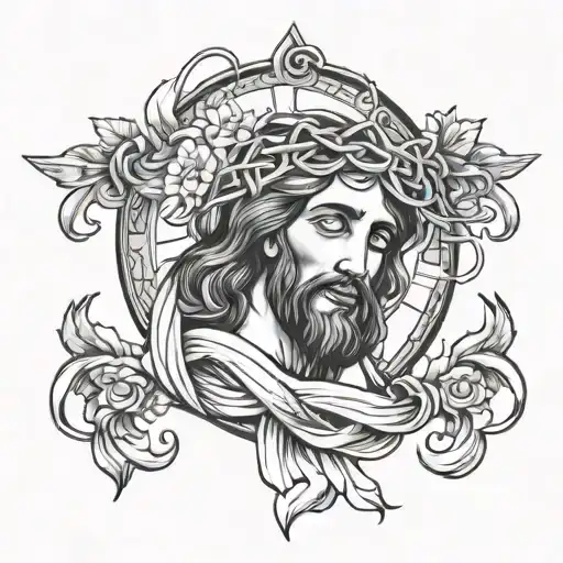 jesus rose intertwined symbolizing the client's love tattoo design idea