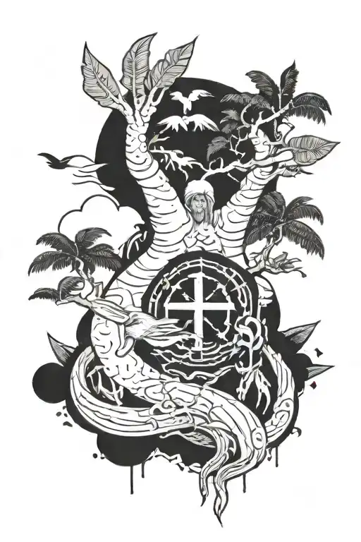 i come from an island and i grew up learning things by myself. I want that it have the hand of god and money tattoo design idea