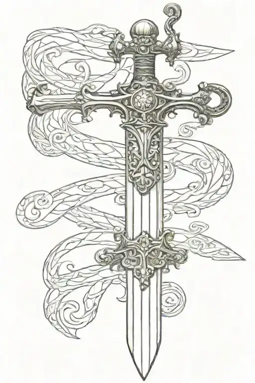 sword with scale as the handle  tattoo design idea