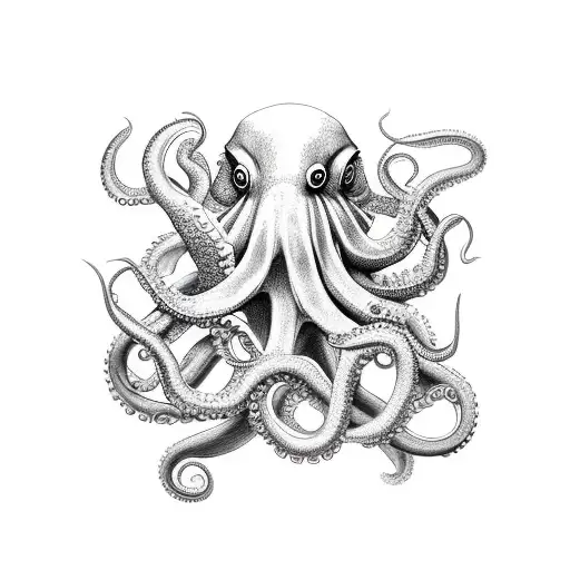 abstract surreal realism octopus tattoo design idea