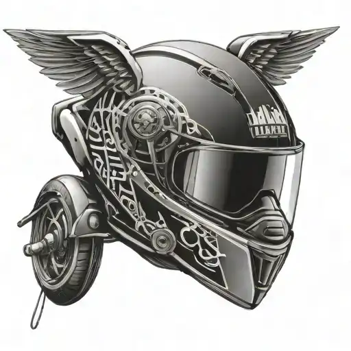 motorcycle helmet with hahaha written on it  tattoo design idea