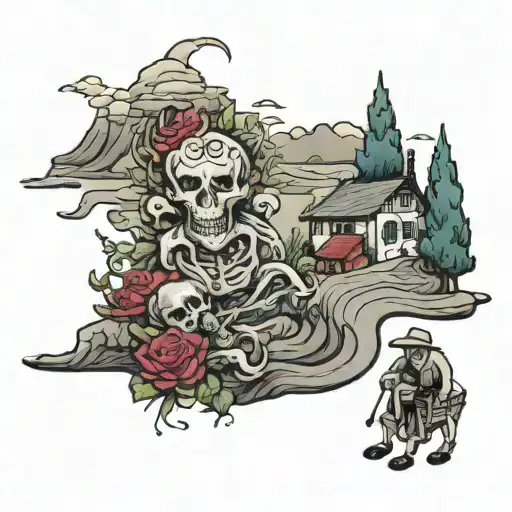 walking through the valley of the shadow and death tattoo design idea