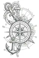 anchor and compass tattoo design idea