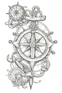 anchor and compass tattoo design idea