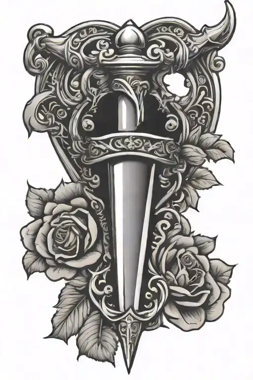dagger with heart handle symbolizing your passion tattoo design idea