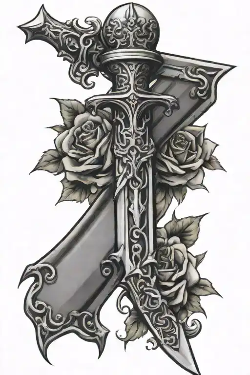 gothic dagger wrapped tattoo design idea