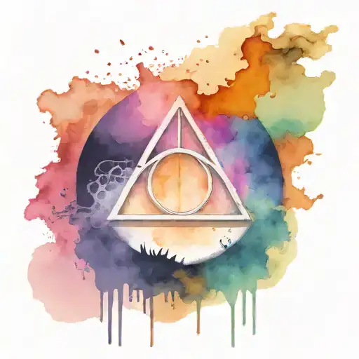deathly hallows, dragon patronus, pink floyds dark side of the moon, brick wall tattoo design idea