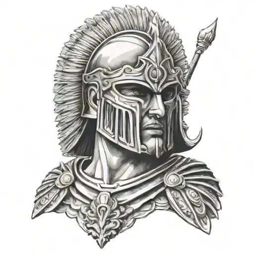 centurion with mask tattoo design idea
