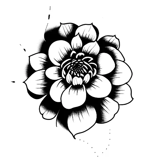 Chrysanthemum with cat skull tattoo design idea