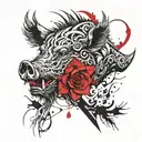 wild boar head scrollwork  tattoo design idea