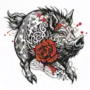 wild boar head scrollwork  tattoo design idea