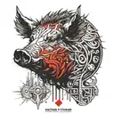 wild boar head scrollwork  tattoo design idea