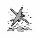 airplane flying towards me, front face only tattoo design idea