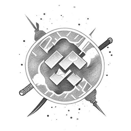 make a island with a baseball bat and a fortnite logo on it  tattoo design idea